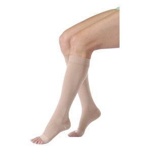 Relief Knee-High with Silicone Band, 20-30, Large, Petite, Open, Beige