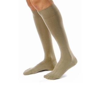 Men's Knee-High Ribbed Compression Socks Medium, Khaki
