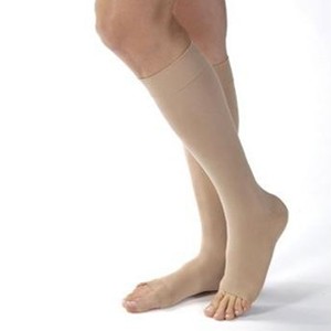 Knee-High Firm Opaque Compression Stockings Large Full Calf, Natural