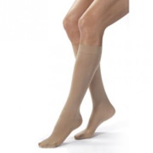 Knee-High Firm Opaque Compression Stockings Large Full Calf, Natural