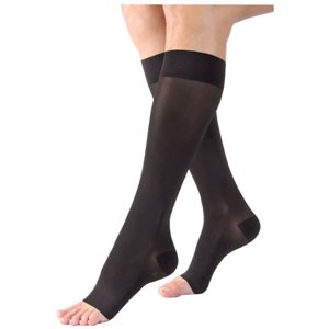 UltraSheer Knee-High Stockings, 20-30 mmHg, Petite, Medium, Open Toe, Black