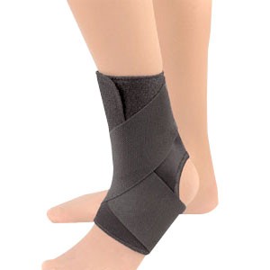 EZ-ON Wrap Around Ankle Support, Large, Black