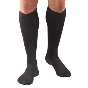 Activa Men's Microfiber Pinstripe, 20-30 mmHg, Closed Toe, Black, Medium