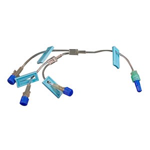 "Trifurcated Minibore Extension Set 6"", 2/7 mL Priming Volume, Female Luer-Lock, 3 Slide Clamp"