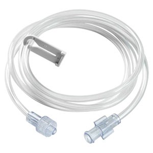 Straight Bore Extension Set 16", 2 mL Priming Volume, Female Luer-Lock, Slide Clamp