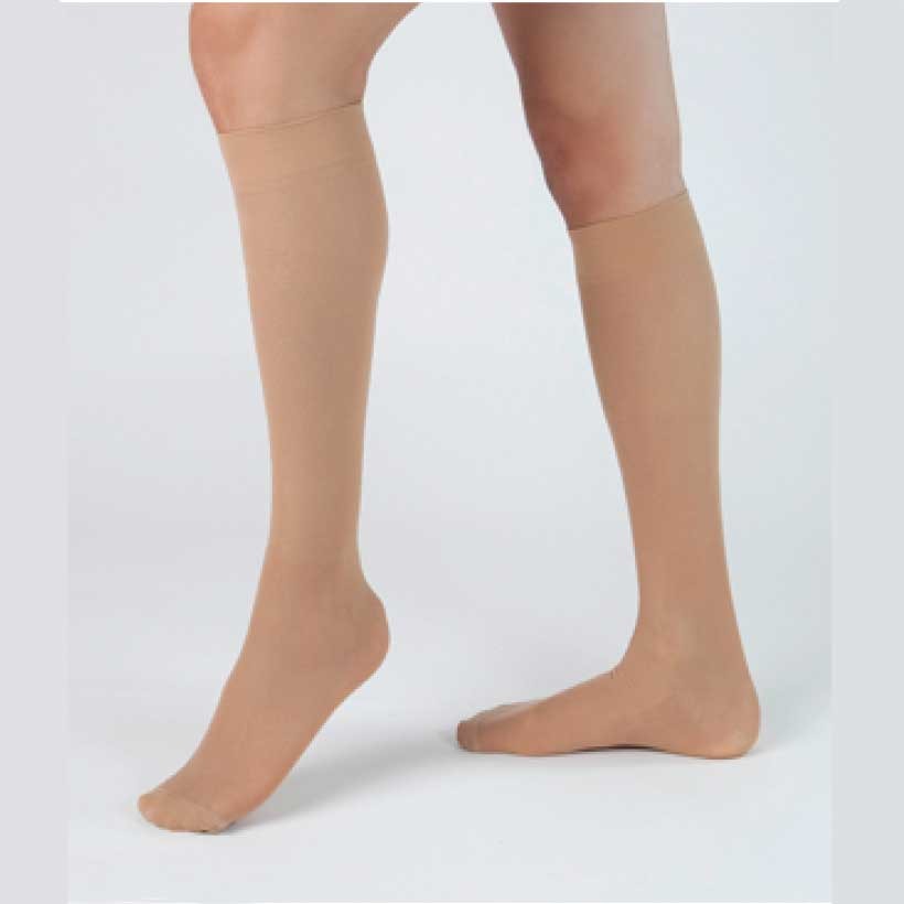 Health Support Vascular Hosiery 15-20 mmHg, Knee Length, Sheer, Beige, Regular Size D