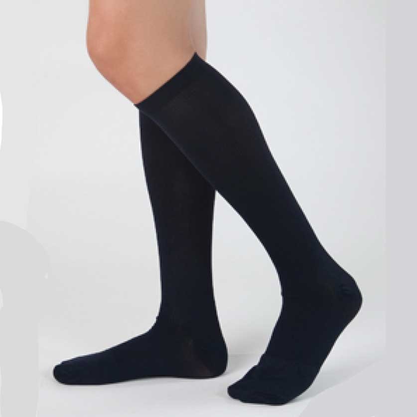 Health Support Vascular Hosiery 20-30 mmHg, Knee Length, Sheer, Black, Regular Size A