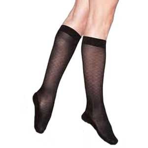 Health Support Vascular Hosiery 20-30 mmHg, Knee Length, Sheer, Black, Regular Size D