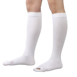 CAP Anti-Embolism Knee-Length Stockings, Full Foot with Inspection Toe, White, Small Short