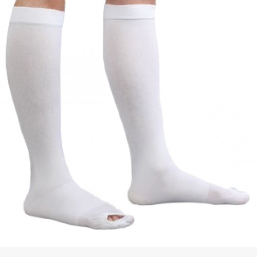 CAP Anti-Embolism Knee-Length Stockings, Full Foot with Inspection Toe, White, XX-Large Short