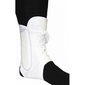 "Bell-Horn Lightweight Lace-Up Canvas Ankle Brace, Medium 8-1/2"" - 10'' Waist, White"