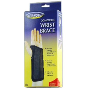 "Bell-Horn Left Composite Wrist Brace, Small 5-1/2"" - 6-1/2"" Wrist Circumference, Black"