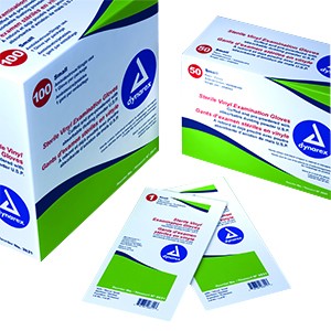 Powdered Vinyl Exam Gloves Medium, 1's Style, Sterile, Pre-Cuffed