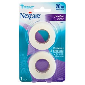 "Nexcare Flexible Clear First Aid Tape, 1"" x 10yds, 2 Pack"