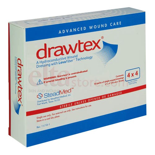 "Drawtex Hydroconductive Dressing with Levafiber, 4"" X 4"""