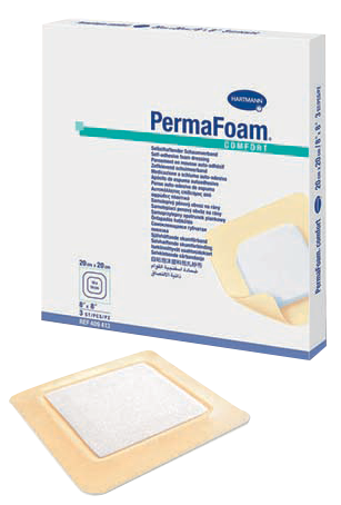 "PermaFoam Comfort Adhesive Standard Island Foam Dressing 8"" x 8"""