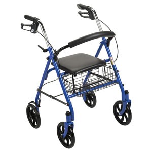 Durable 4-Wheel Rollator with Fold-Up Removable Back, Blue