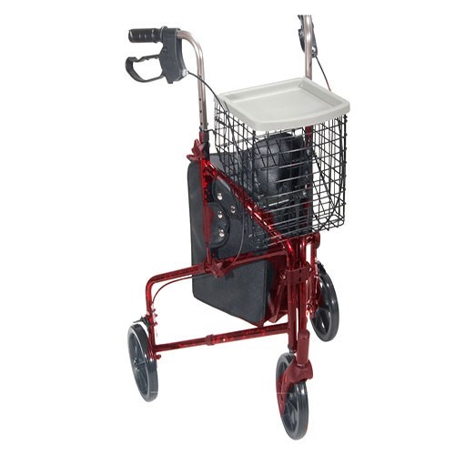 3 Wheel Aluminum Rollator, Red