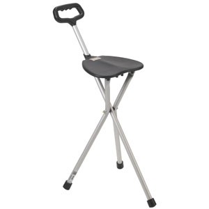 "Folding Cane Seat, Black, 19"" - 22"" Adjustable Seat Height"
