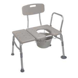 Knock Down Combination Padded Transfer Bench and Commode
