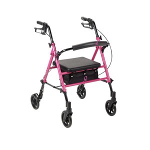ACS Aluminum Rollator, 6" casters, Pink