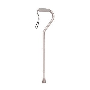 Walking Cane with Offset Handle Black, Aluminum, Foam Rubber Grip