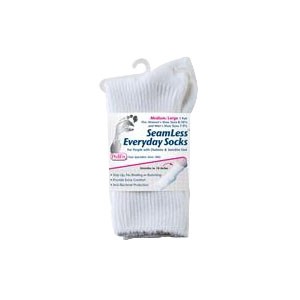 SeamLess Everyday Socks, Large, White