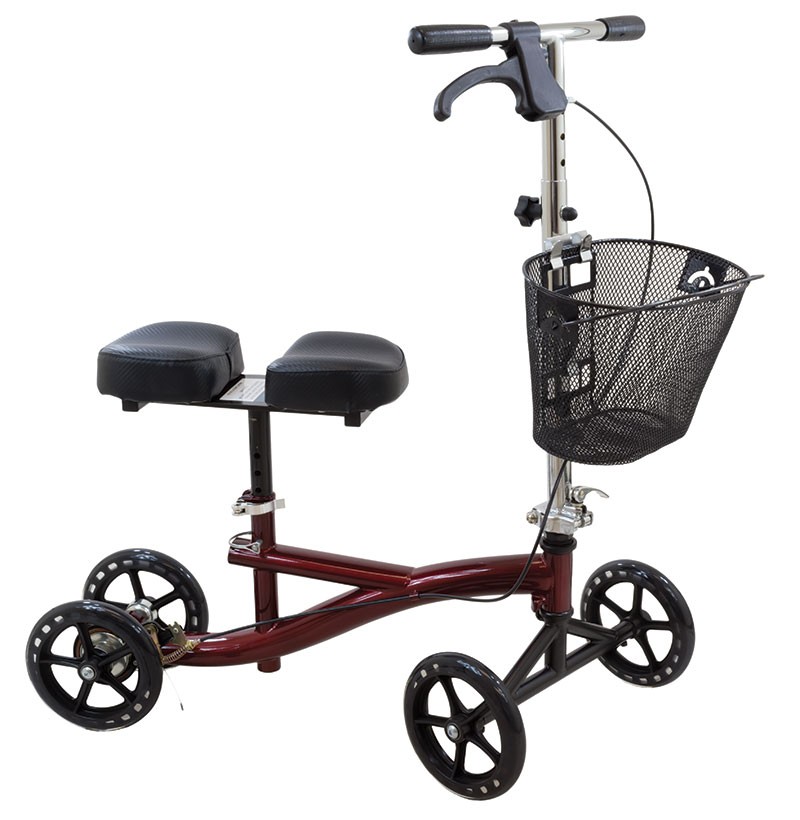 Knee Scooter with 8-Hole Stem, Burgundy