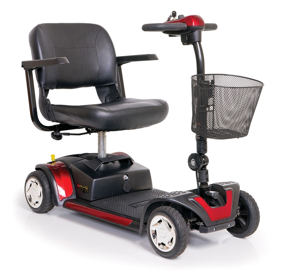 Buzzaround XL 4 Wheel Compact Travel Scooter, 17" x 16" Seat