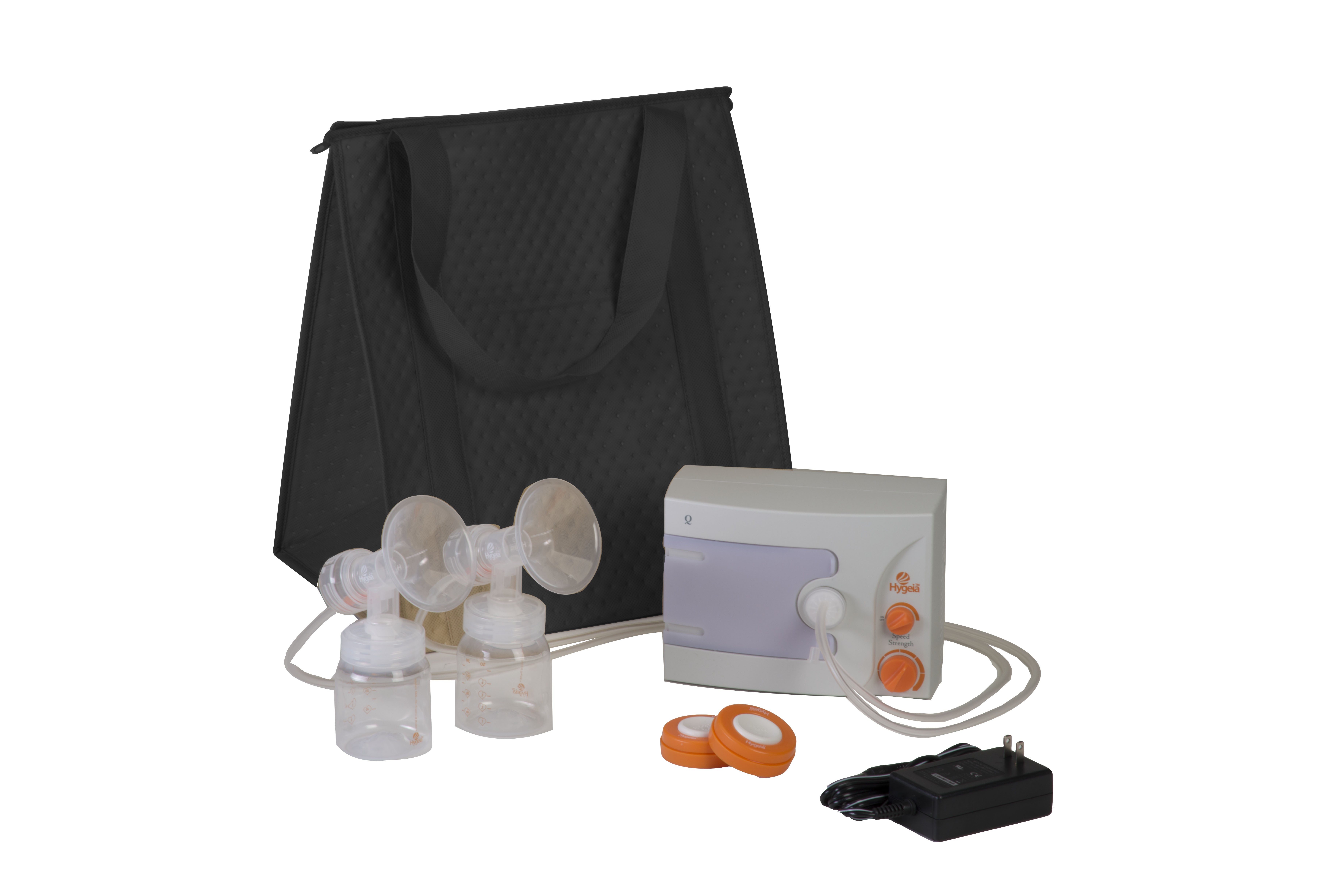 Hygeia Q Breast Pump with Deluxe Tote, PAS Personal Accessory Set and Power Supply