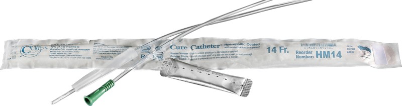 Male 14 French Hydrophilic Coated Sterile Intermittent Urinary Catheter, 16"
