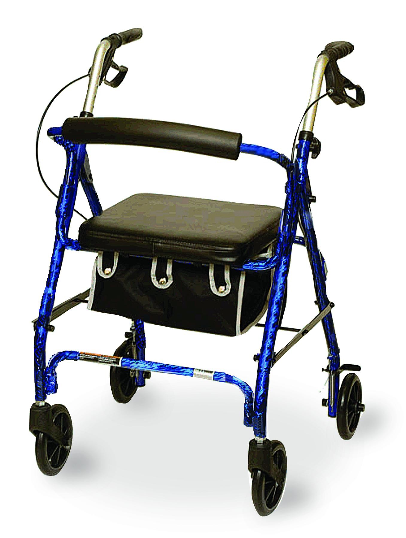 Jr. Size Rollator with Loop Brakes and Basket, Blue