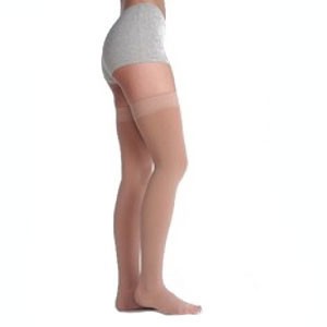 Juzo Soft 20-30mmHg Thigh With Silicone Border, Open Toe, Regular, Size 4, Beige