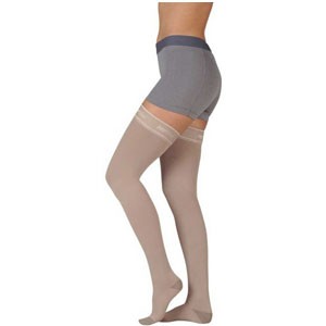 Juzo Soft Silver Thigh-High with Silicone Border, 30-40, Reg, Closed, Beige, Size 4