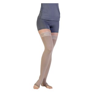Juzo Soft Silver Thigh-High with Silicone Border, 30-40, Reg, Open, Beige, Size 3