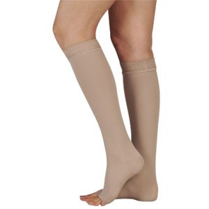 Naturally Sheer Knee-High, 20-30, Open Toe, Beige, Size 3