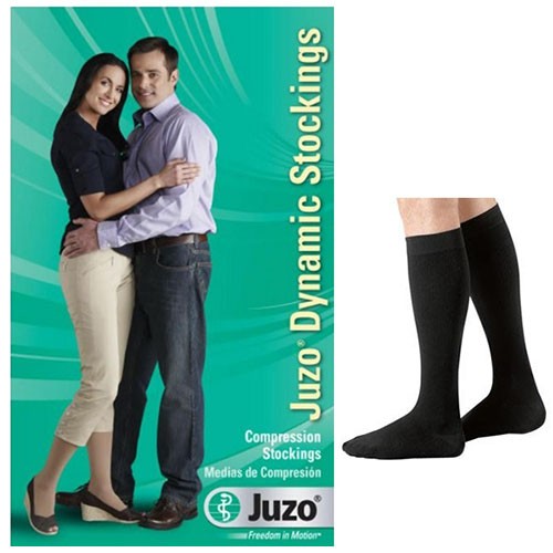 Juzo Dynamic Knee-High, 30-40, Full Foot, Black, Size 4