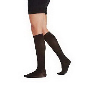 Knee High Cotton Sock,15-20,Full Foot,Size 5,Black