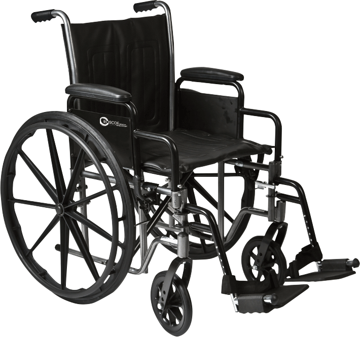 "K2-Lite Wheelchair with Removable Desk-Length Arms and Swing-Away Footrest, 16"" x 16"""