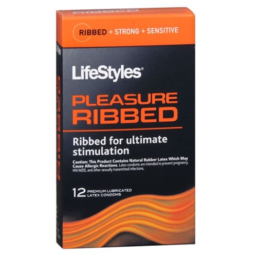 LifeStyles Condoms Pleasure Ribbed Premium Lubricated Latex Condoms