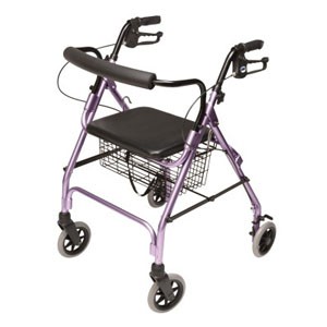 "Lumex Walkabout Lite Four-Wheel Rollator, Lavender, 6"" Wheel"