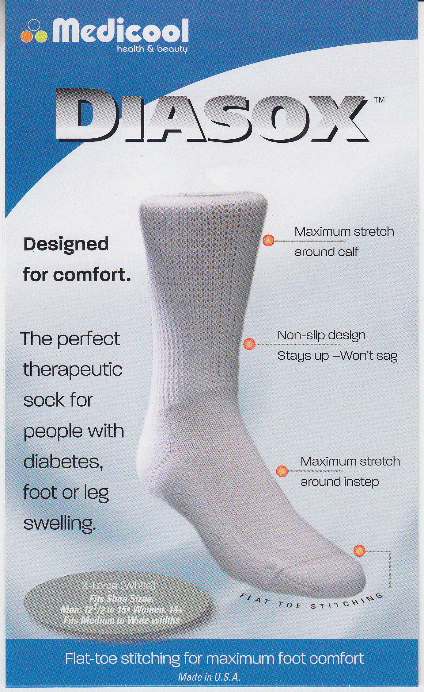 Diabetic Socks White, Small