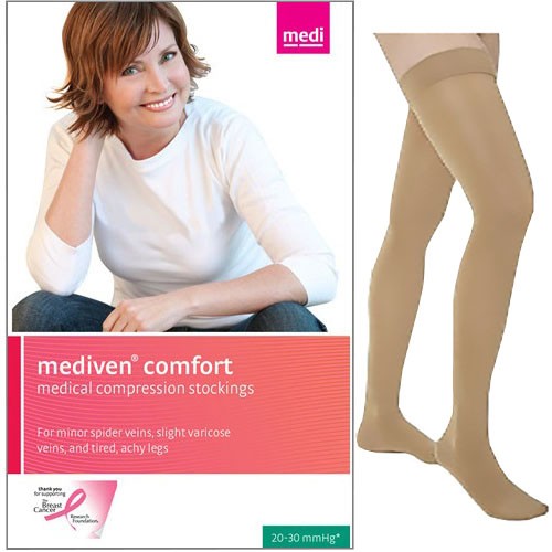 Comfort Thigh-High with Silicone Top Band, 20-30, Closed, Natural, Size 6