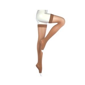 Mediven Comfort Thigh High with Beaded Silicone Band, 20-30 mmHg, Open Toe, Natural, Size 4