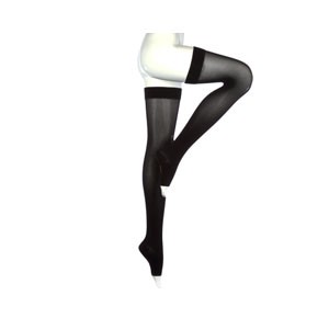 Mediven Comfort Thigh High with Beaded Silicone Band, 20-30 mmHg, Open Toe, Ebony, Size 3