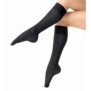 Sheer and Soft Stocking 15-20mmHg Calf Petite, Closed Toe, Ebony, Size 3