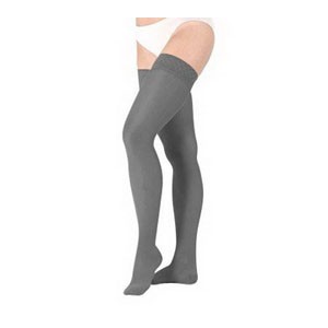 Comfort w/Lace Sil.Bnd,Thigh,20-30,Clsd,Ebony,Sz 3