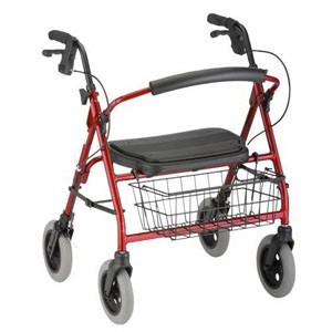 Mini Mack Wheeled Walker with Padded Seat, Red, 325 lb.