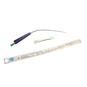"PECO Clear and Free Hydrophilic Catheter with Water Pouch, Coude, 14 Fr 16"""