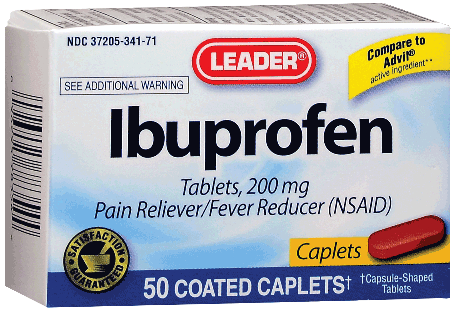 Leader Ibuprofen Caplets, 200 mg (50 Count)
